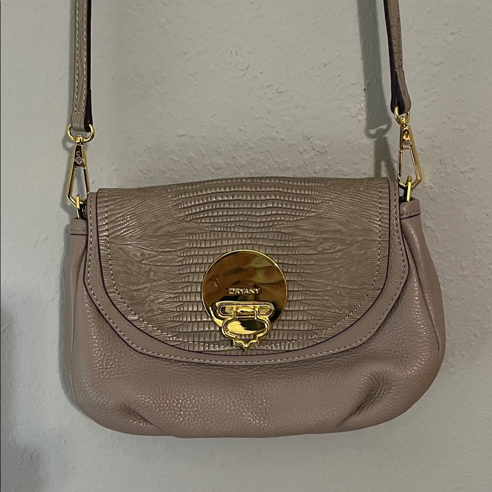 OrYany Alek Pebbled Leather Crossbody Bag Gold Accents